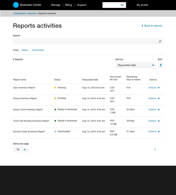 Report activity page microwire