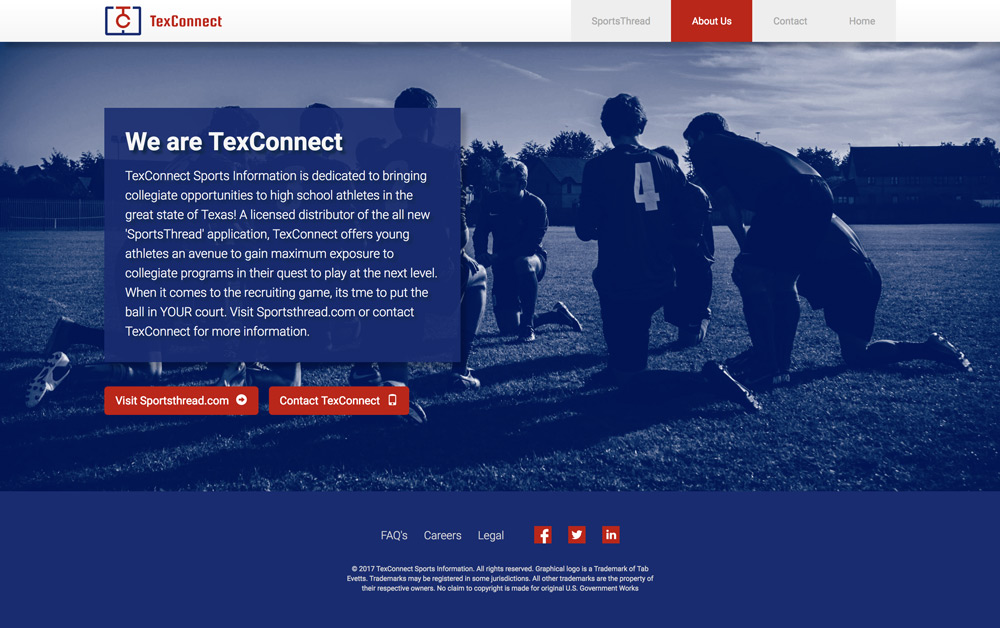TexConnect site 'About' page